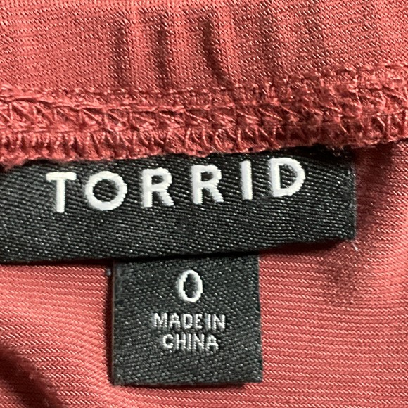 Torrid Top Sz 0 (L) Sleeveless V-Neck Rust Red Babydoll Flowy Stretch Tunic - Picture 3 of 12